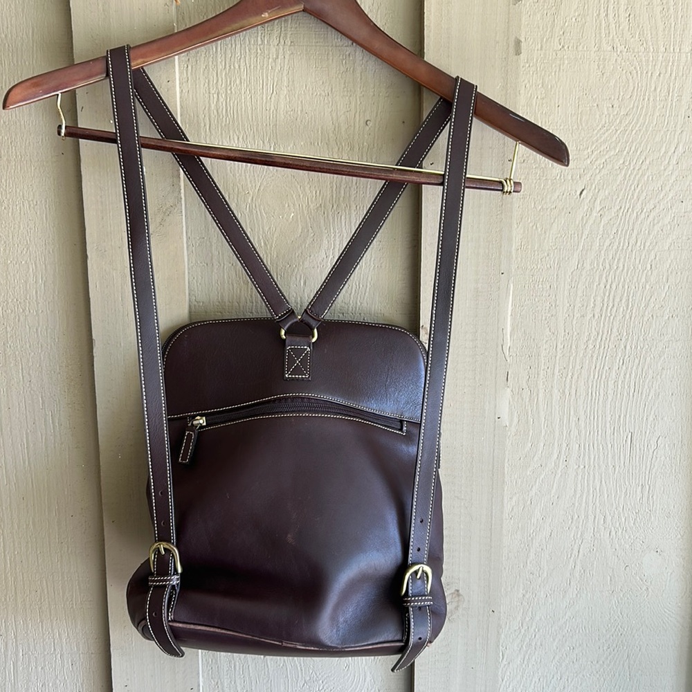 L.L. Bean Dark Brown Leather Backpack - Picture 2 of 15